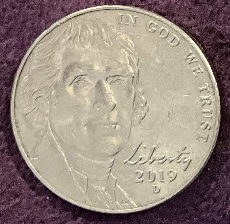 Nickel Jefferson 2019 D 5  coin collectible - Main Image 3