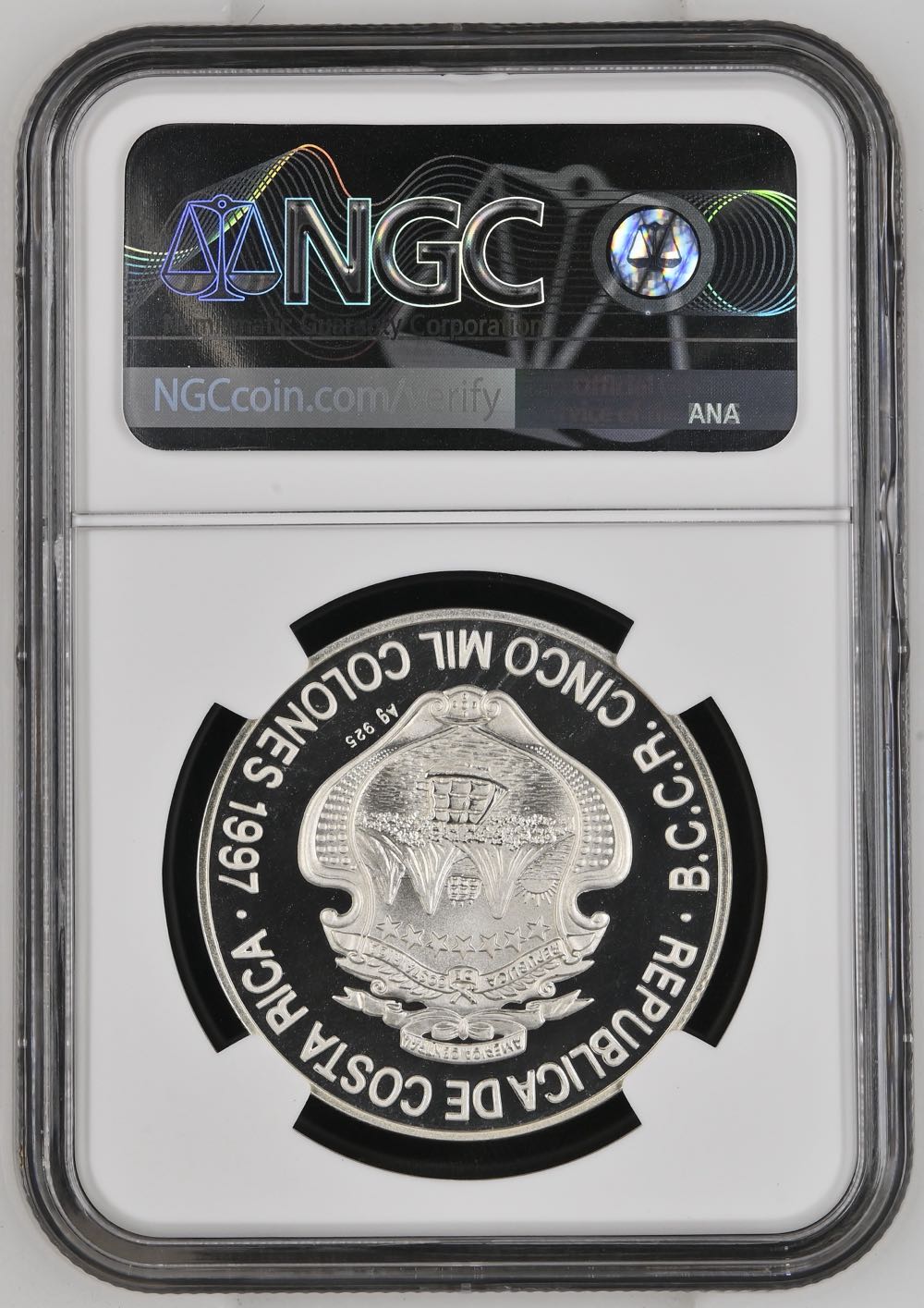 1997 BCCR COSTA RICA S5000C COLON COINAGE CENTENNIAL  coin collectible - Main Image 2