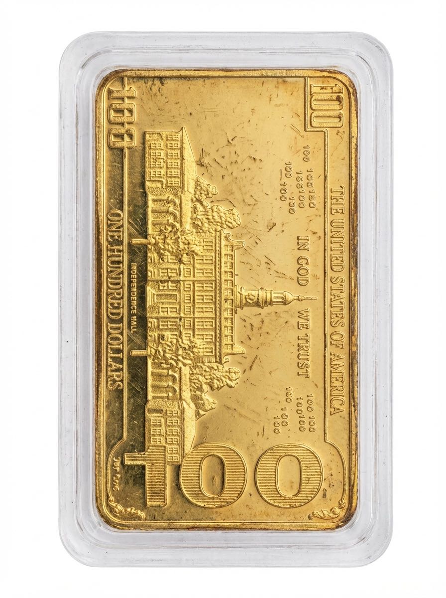 Donald Trump One Hundred Dollar Gold-Plated Commemorative Bar  coin collectible - Main Image 2