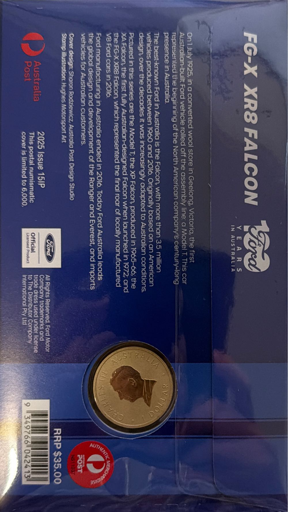 PNC 100 Years Ford FG-X XR8 Falcon  coin collectible [Barcode 9349766042413] - Main Image 2