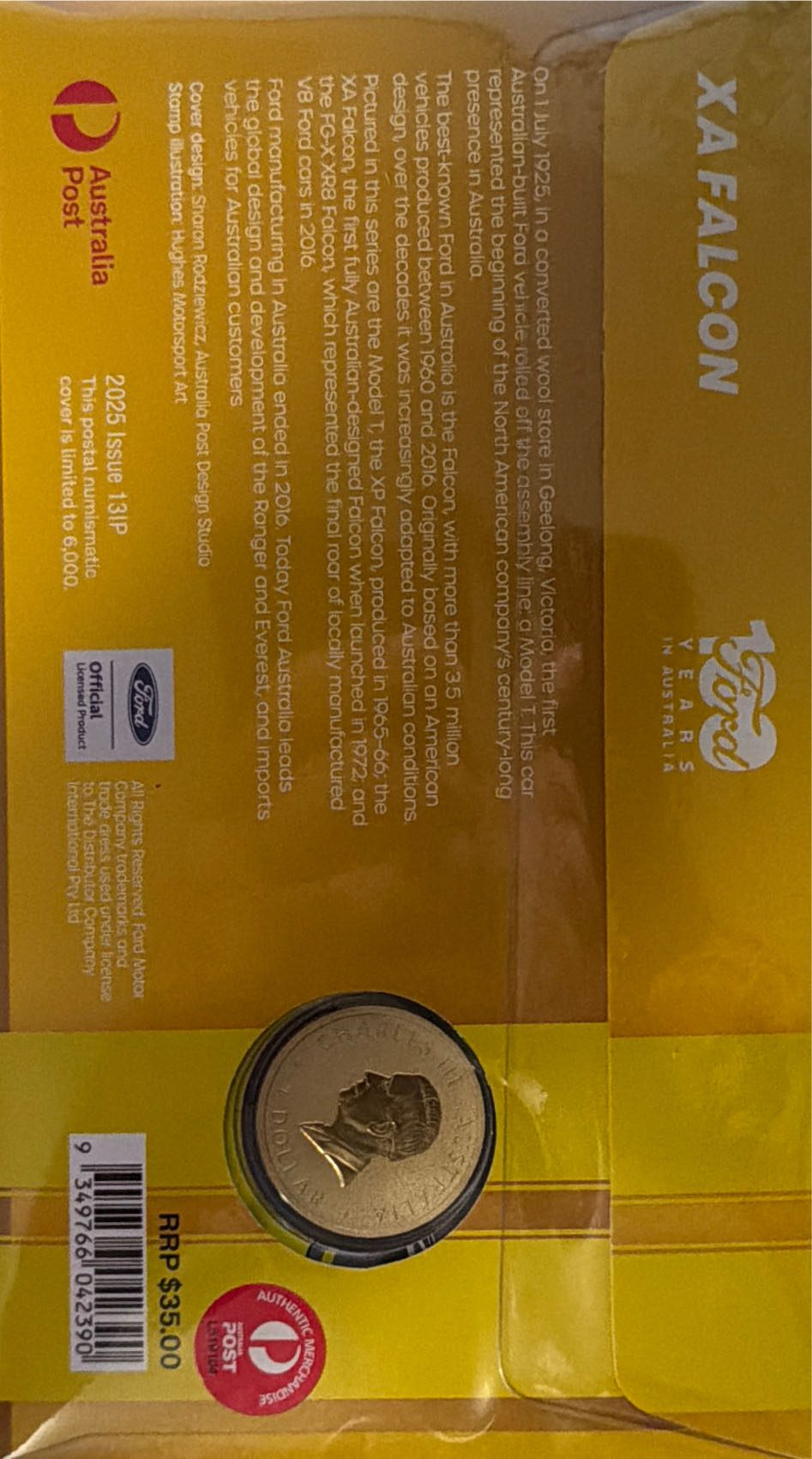 PNC 100 Years Ford $1 Coin XA Falcon  coin collectible [Barcode 9349766042390] - Main Image 2