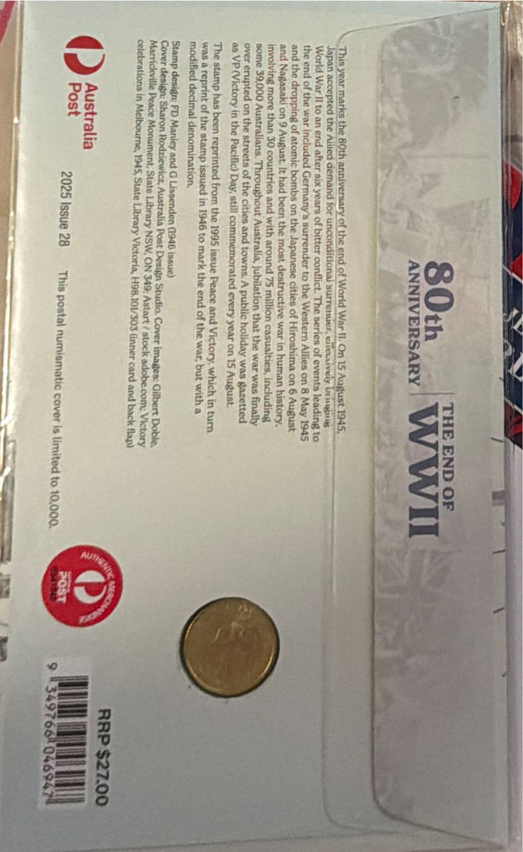 $2 Remembrance 80th Anniversary Of Wwii Poppy Wreath Pnc  coin collectible [Barcode 9349766046947] - Main Image 2