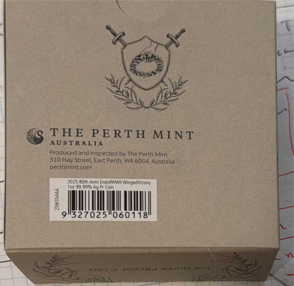 Australia 80th Anniversary End Of Wwii Winged Victory 1oz Silver Coin  coin collectible [Barcode 9327025060118] - Main Image 3