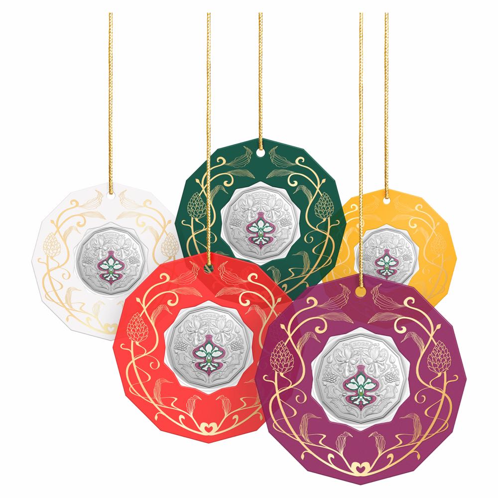 2025 50c Coloured Uncirculated Coin – Christmas Festive Florals  coin collectible - Main Image 2