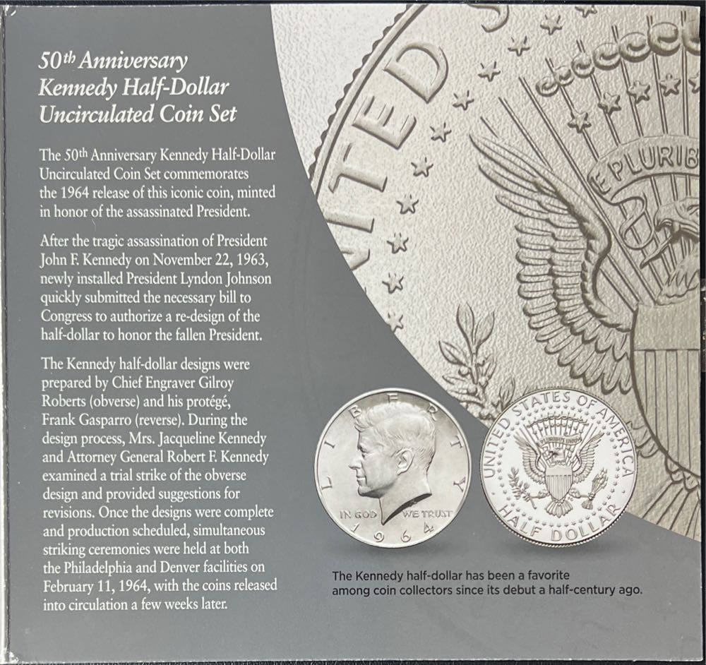 50TH ANNIVERSARY KENNEDY HALF-DOLLAR UNCIRCULATED COIN SET 1964/2014  coin collectible - Main Image 3
