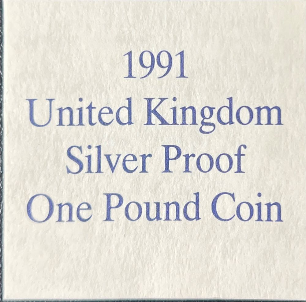 1991 United Kingdom Silver Proof One Pound Coin  coin collectible - Main Image 3