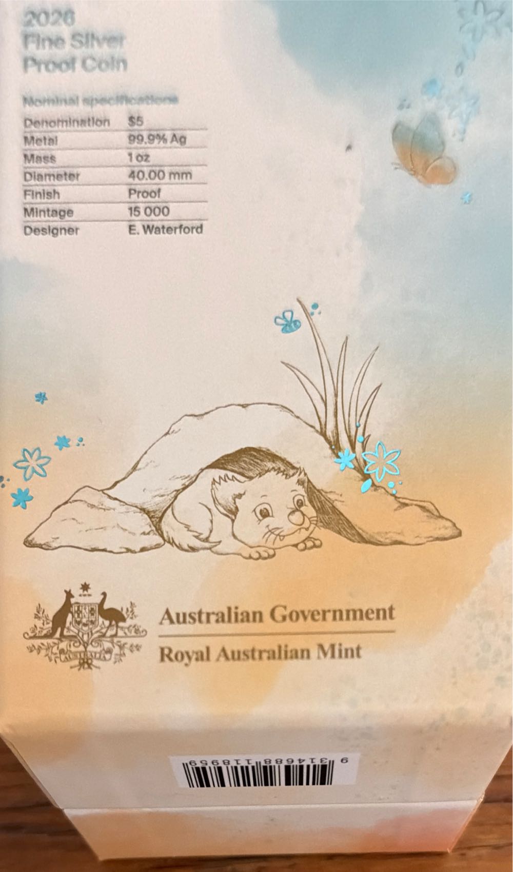 $5 1oz Aussie Bubs $5 Fine Silver Proof 1oz 40mm Aussie Baby $5 Proof  coin collectible [Barcode 9314688118959] - Main Image 3