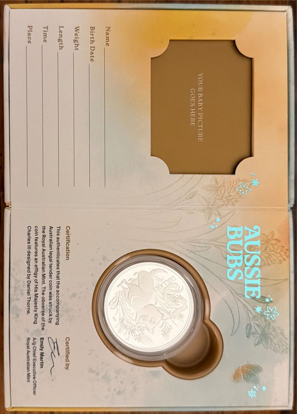 $5 1oz Aussie Bubs $5 Fine Silver Proof 1oz 40mm Aussie Baby $5 Proof  coin collectible [Barcode 9314688118959] - Main Image 4