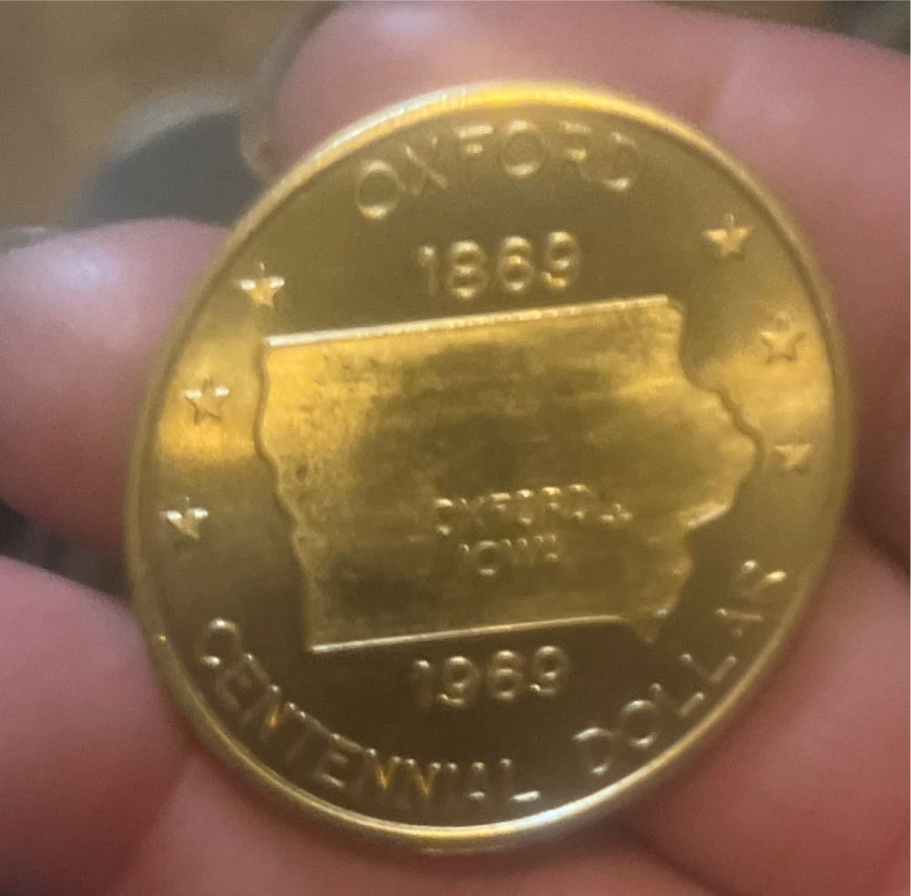 Oxford, Iowa Centennial Dollar 1869-1969  coin collectible - Main Image 2