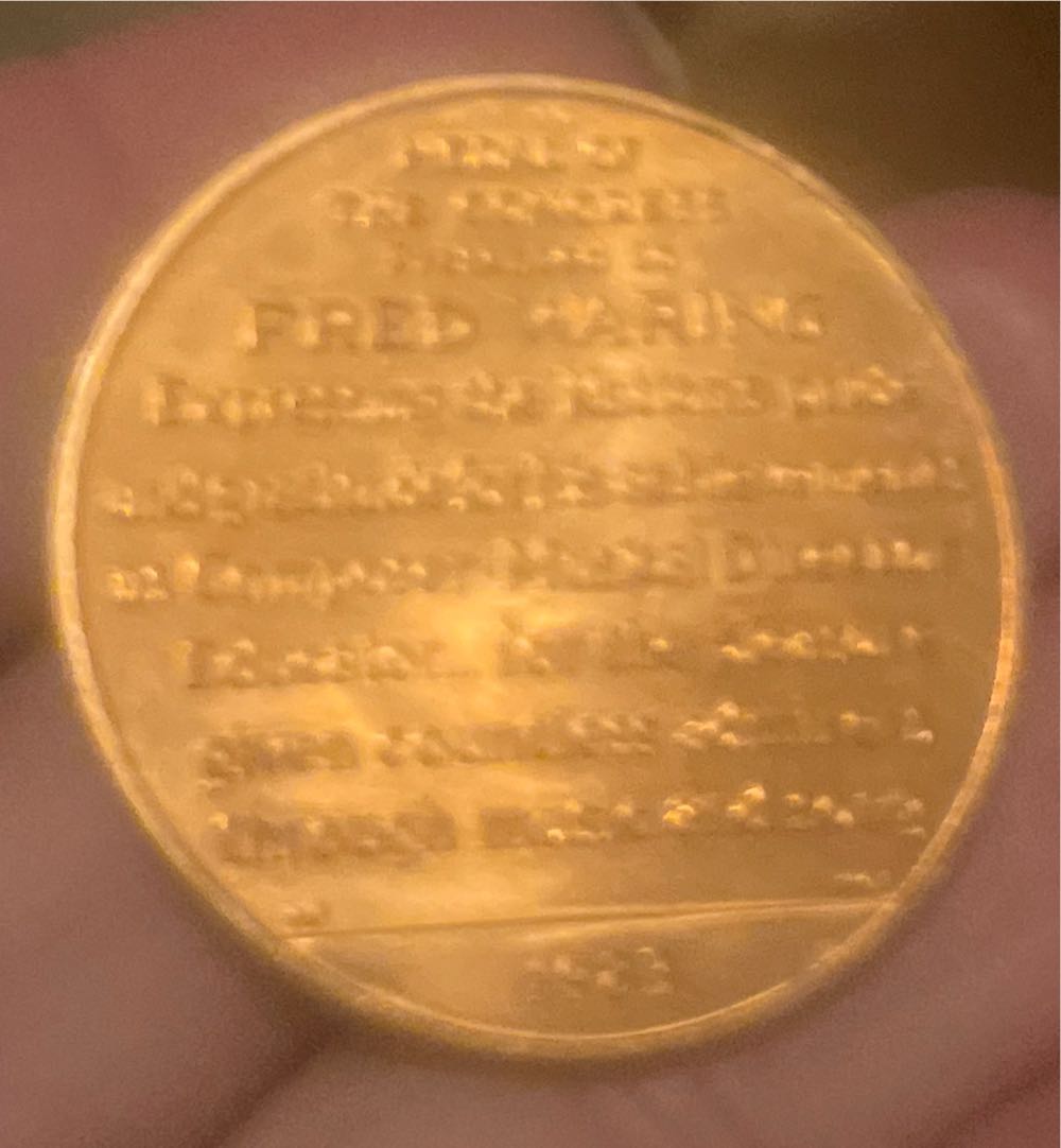 Fred Waring Medal of Congress  coin collectible - Main Image 2