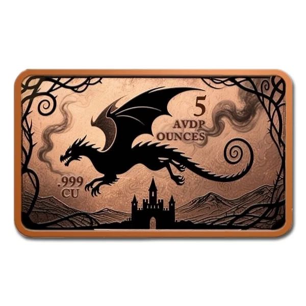 Dragon Fly 5 oz Colorized Copper Bar  coin collectible - Main Image 2