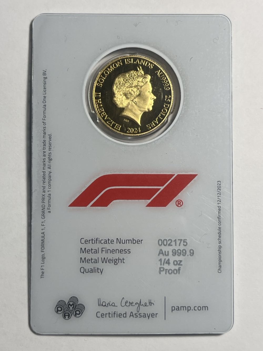 Formula 1 - 1/4 OZ 24Kt 999.9% Gold  coin collectible - Main Image 3