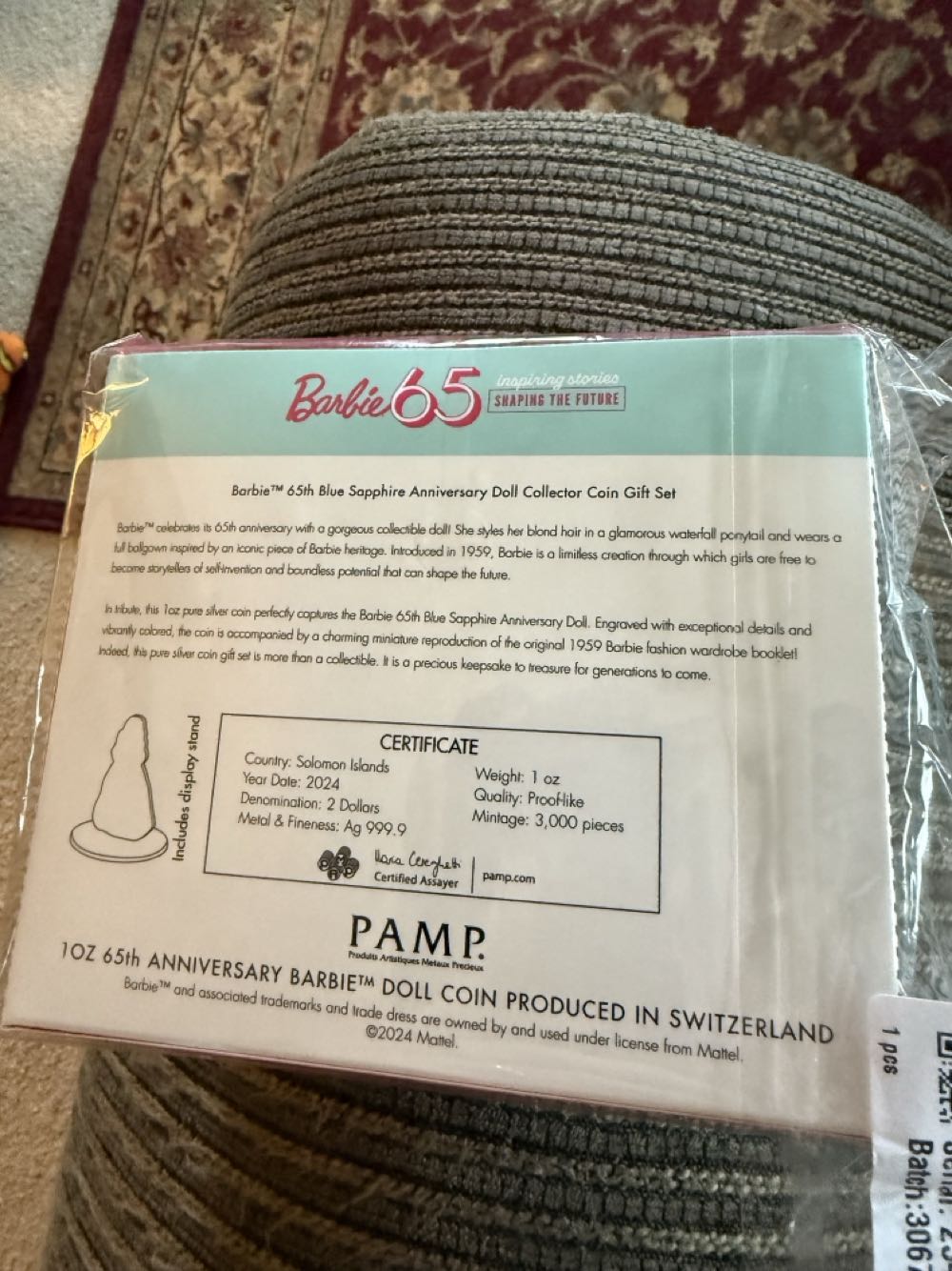 Barbie 65th Blue Sapphire Silver Doll  coin collectible - Main Image 2