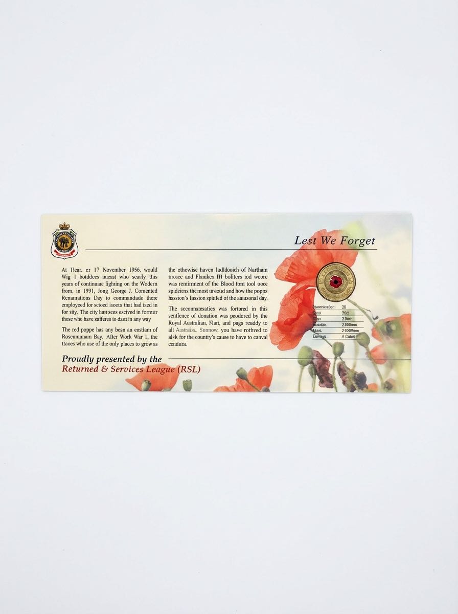 Lest We Forget (RSL Certificate of Donation card with $2 poppy coin)  coin collectible - Main Image 2