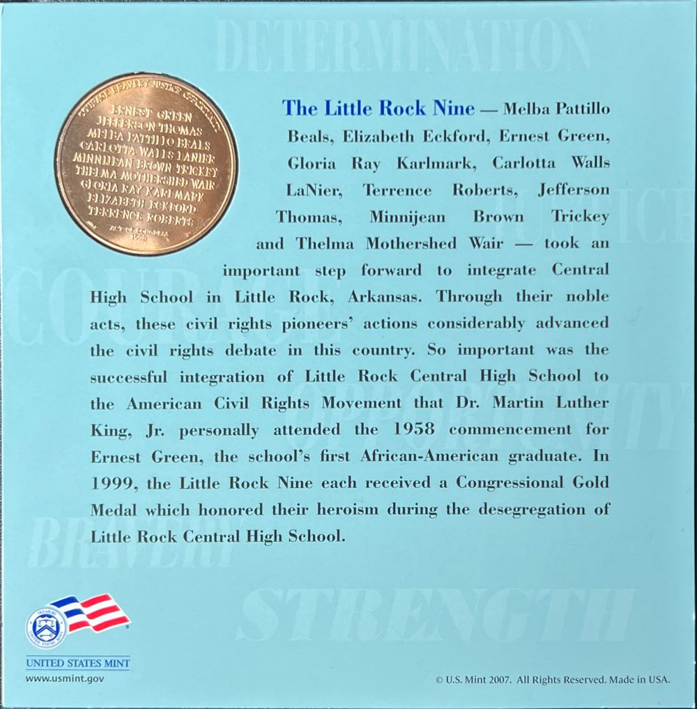 2007 United States Mint Little Rock Coin And Medal Set  coin collectible - Main Image 4