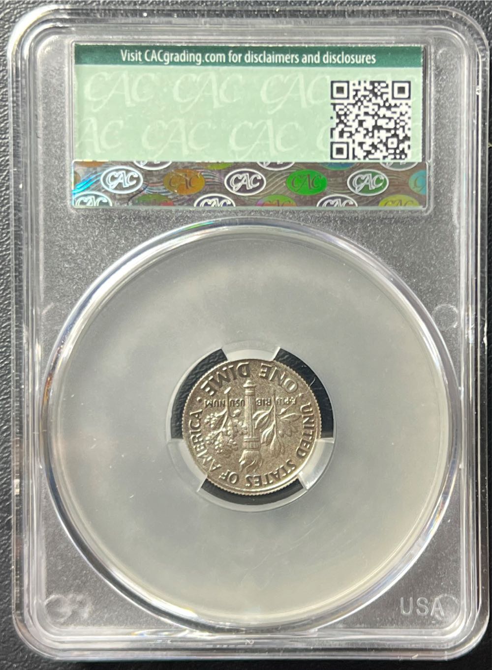 2017-S Roosevelt Dime Enhanced Uncirculated CAC MS69 Green Bean Sticker  coin collectible - Main Image 2