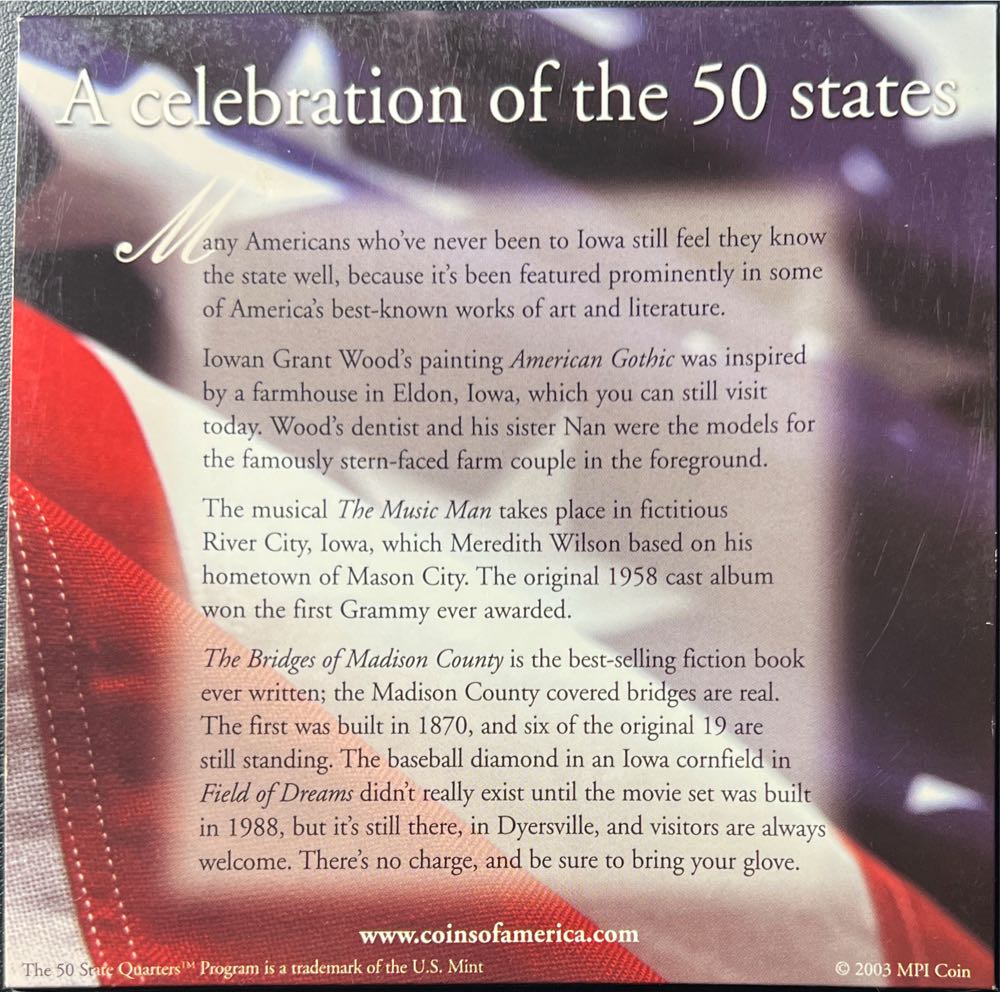 2004 State Quarters - Coins of America U.S. Minted Quarter Dollar - #29 Iowa  coin collectible - Main Image 2