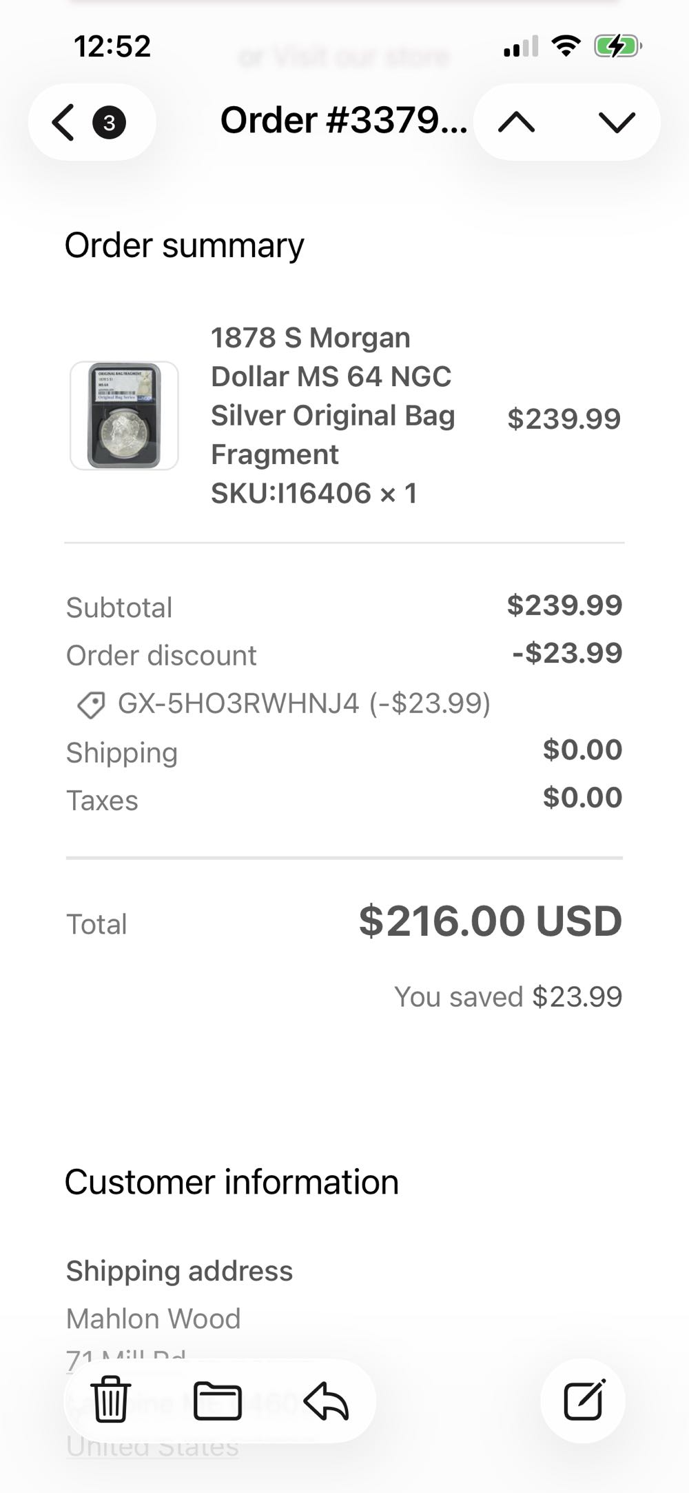 Morgan Silver Dollar 1878-S  coin collectible - Main Image 3