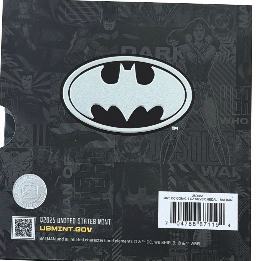 2025 Dc Comic 1 Ounce Silver Medal- Batman 25DBS1  coin collectible [Barcode 704786671194] - Main Image 2