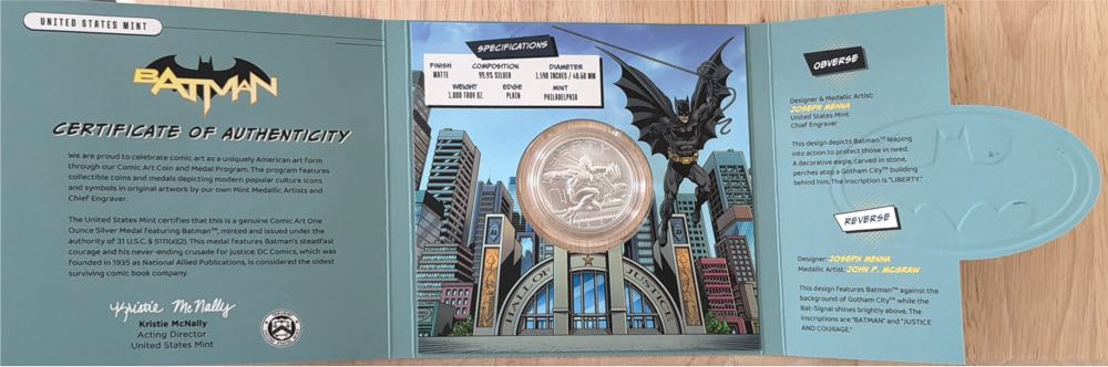 2025 Dc Comic 1 Ounce Silver Medal- Batman 25DBS1  coin collectible [Barcode 704786671194] - Main Image 4