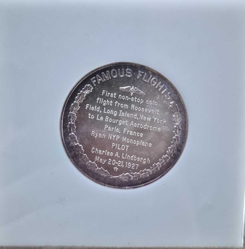 Famous Flights New York To Paris Silver Medal 242076  coin collectible - Main Image 2