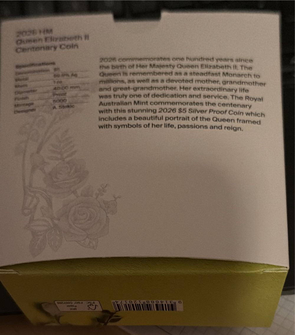 2026 HM Queen Elizabeth II Centenary Coin  coin collectible [Barcode 9314688120174] - Main Image 2