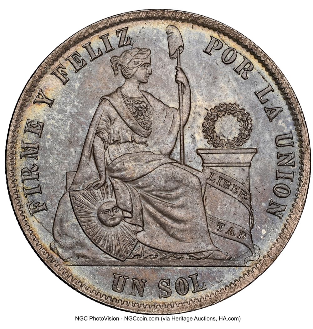 PERU ARABIC 1 SOL 1868-YB  coin collectible - Main Image 3