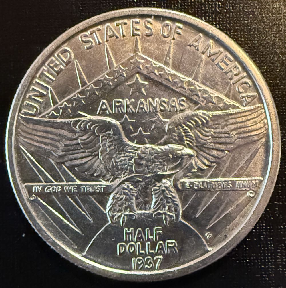 1937 “S” Arkansas Centennial Half Dollar  coin collectible - Main Image 2