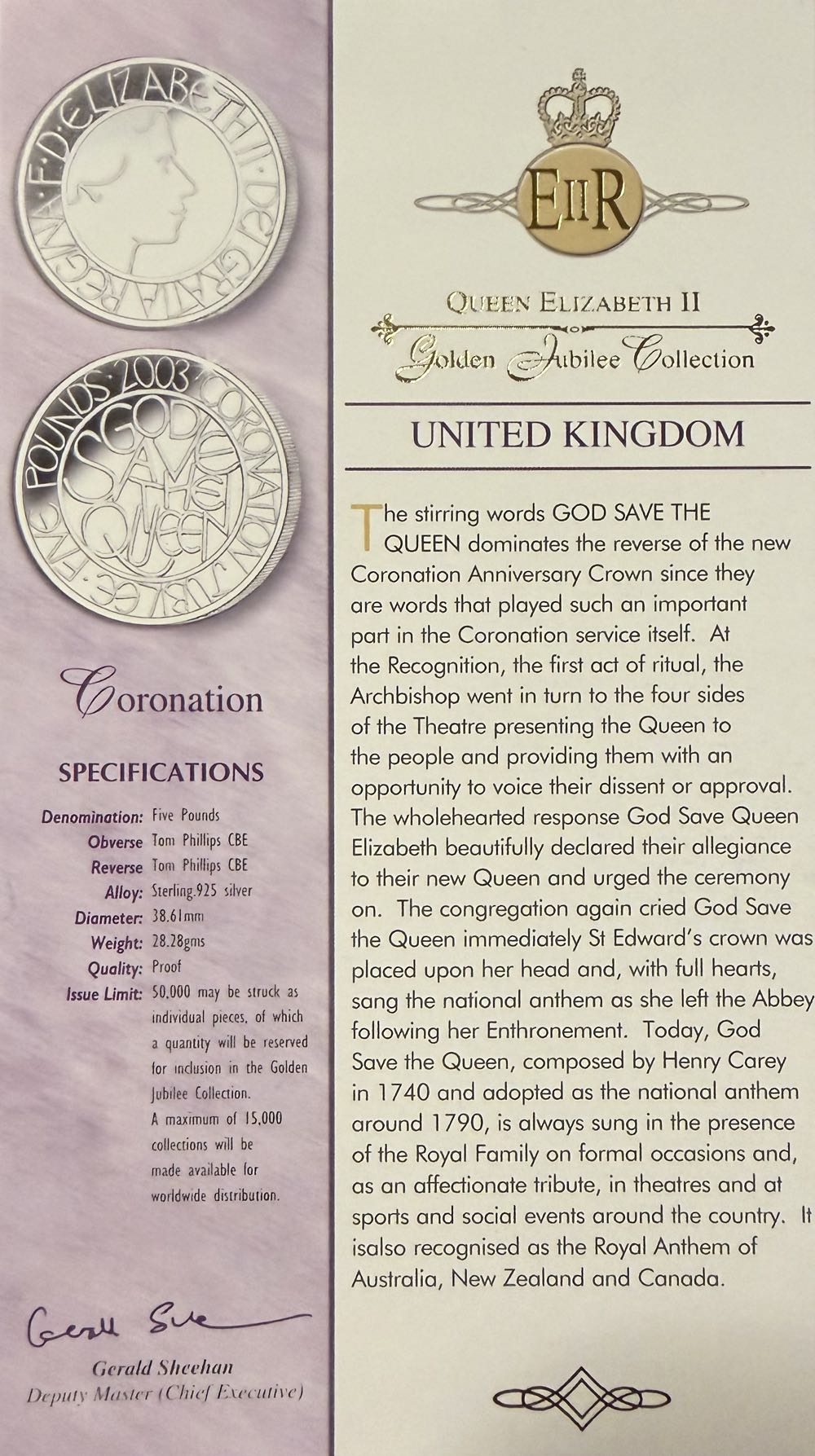 2003 Coronation Jubilee £5  coin collectible - Main Image 3
