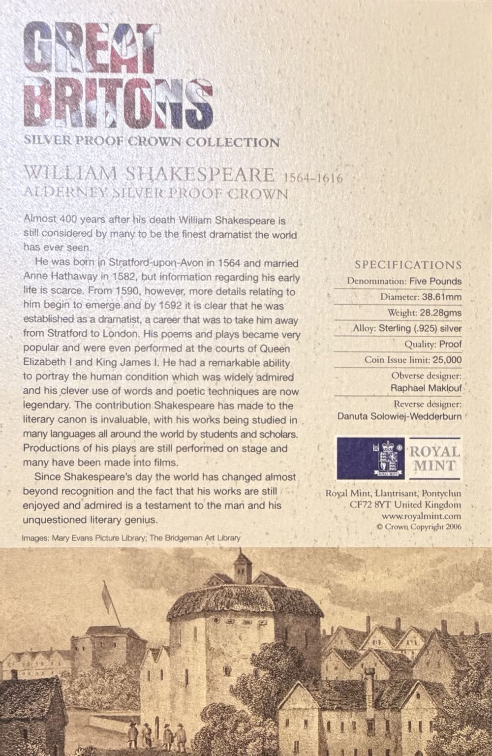 2006 William Shakespeare £5 (2)  coin collectible - Main Image 4