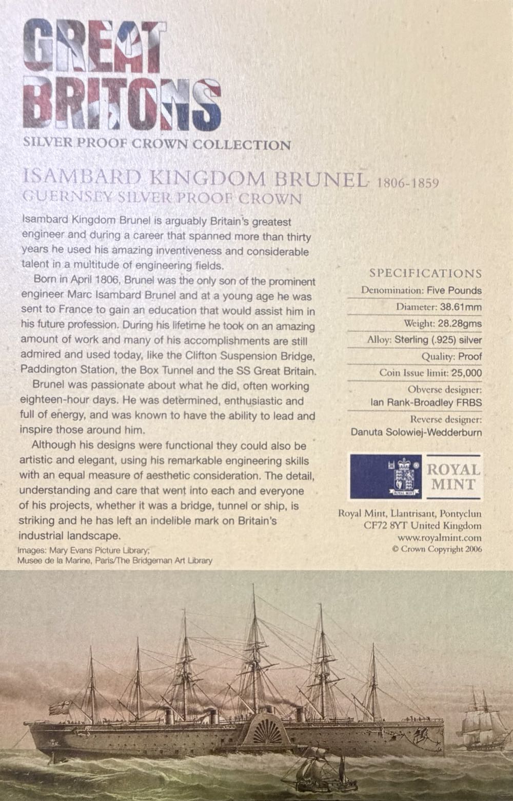 2006 Isambard Kingdom Brunel £5 (2)  coin collectible - Main Image 4