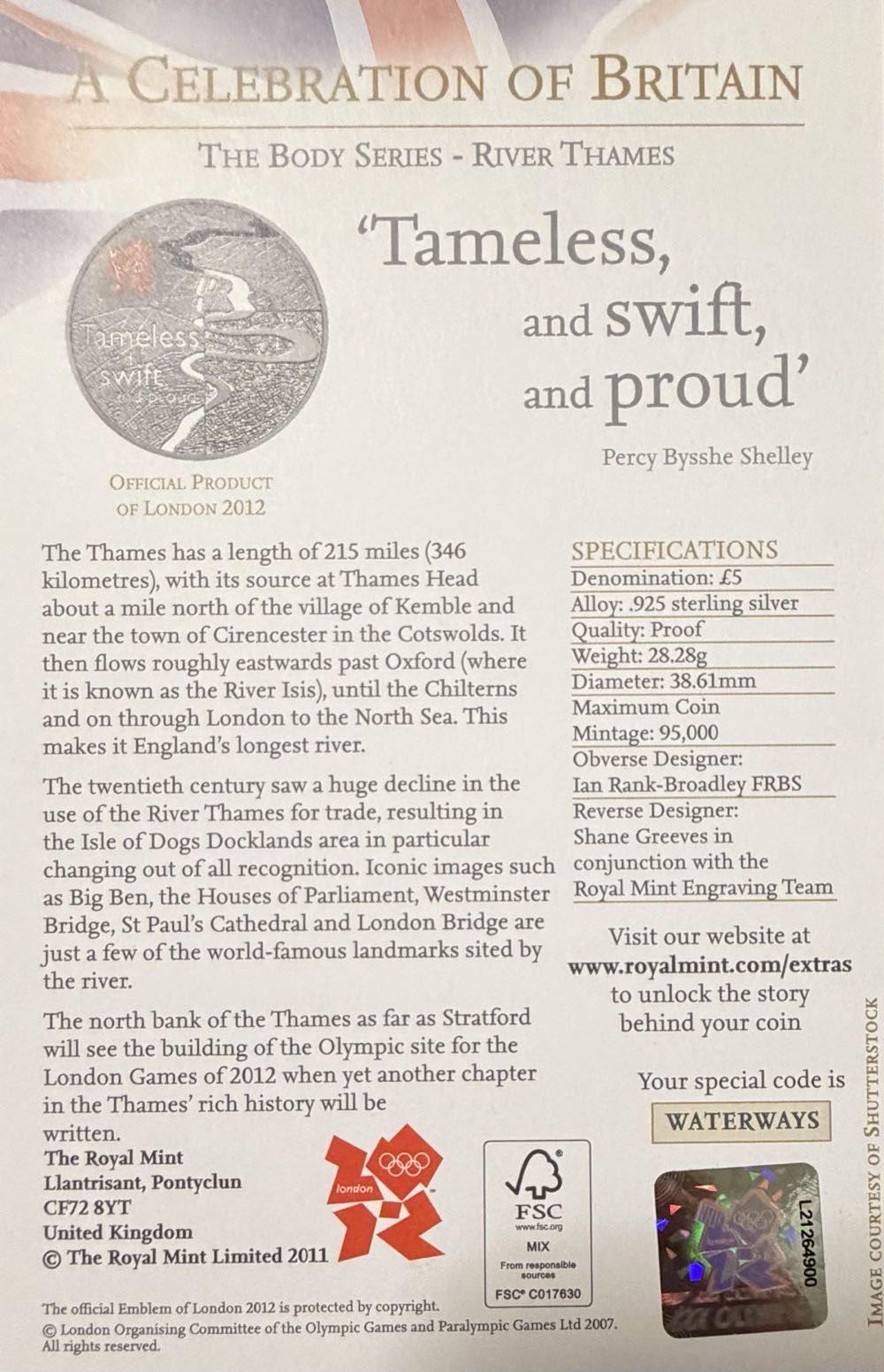 2010 River Thames £5  coin collectible - Main Image 4