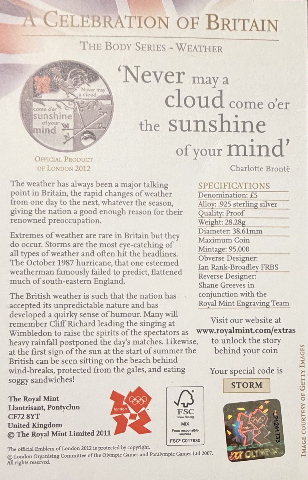 2010 Weather £5  coin collectible - Main Image 4