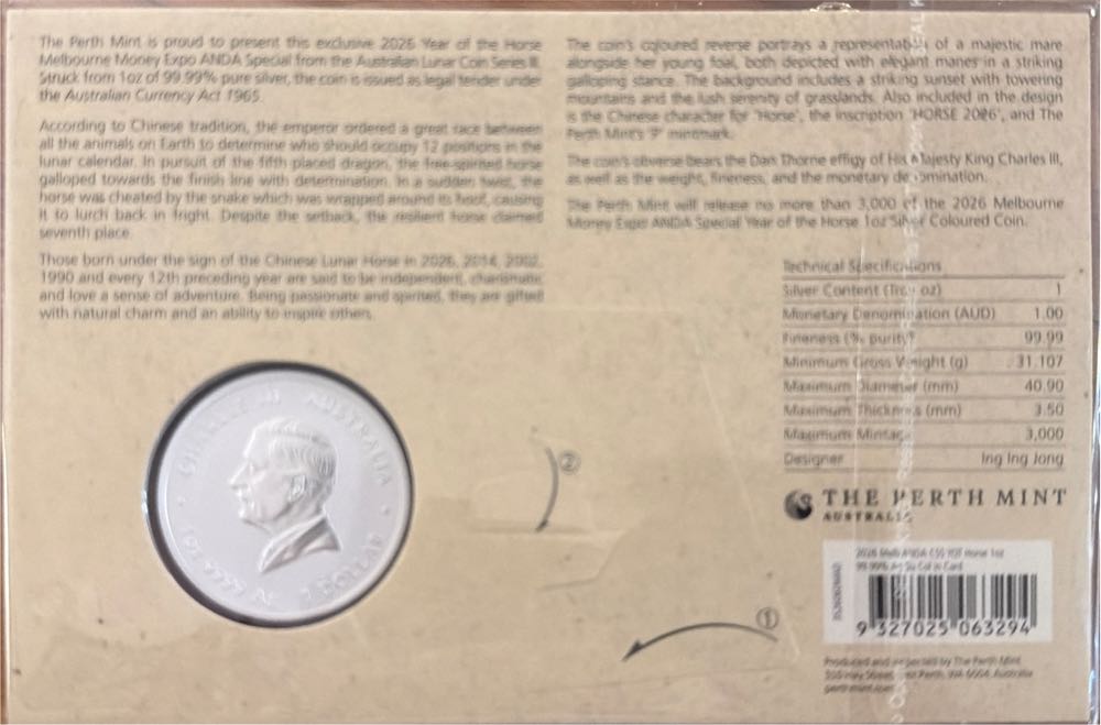 Year Of The Horse Melbourne Show Special 1 Oz Silver Coin  coin collectible [Barcode 9327025063294] - Main Image 3