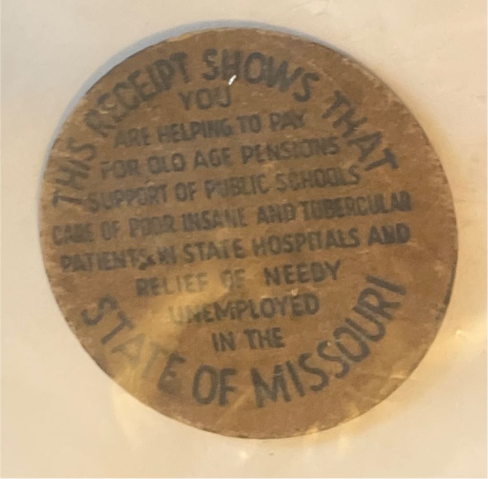 Missouri Sales Tax Reciept Token  coin collectible - Main Image 2