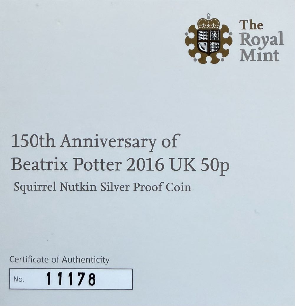 2016 Squirrel Nutkin 50p  coin collectible - Main Image 4