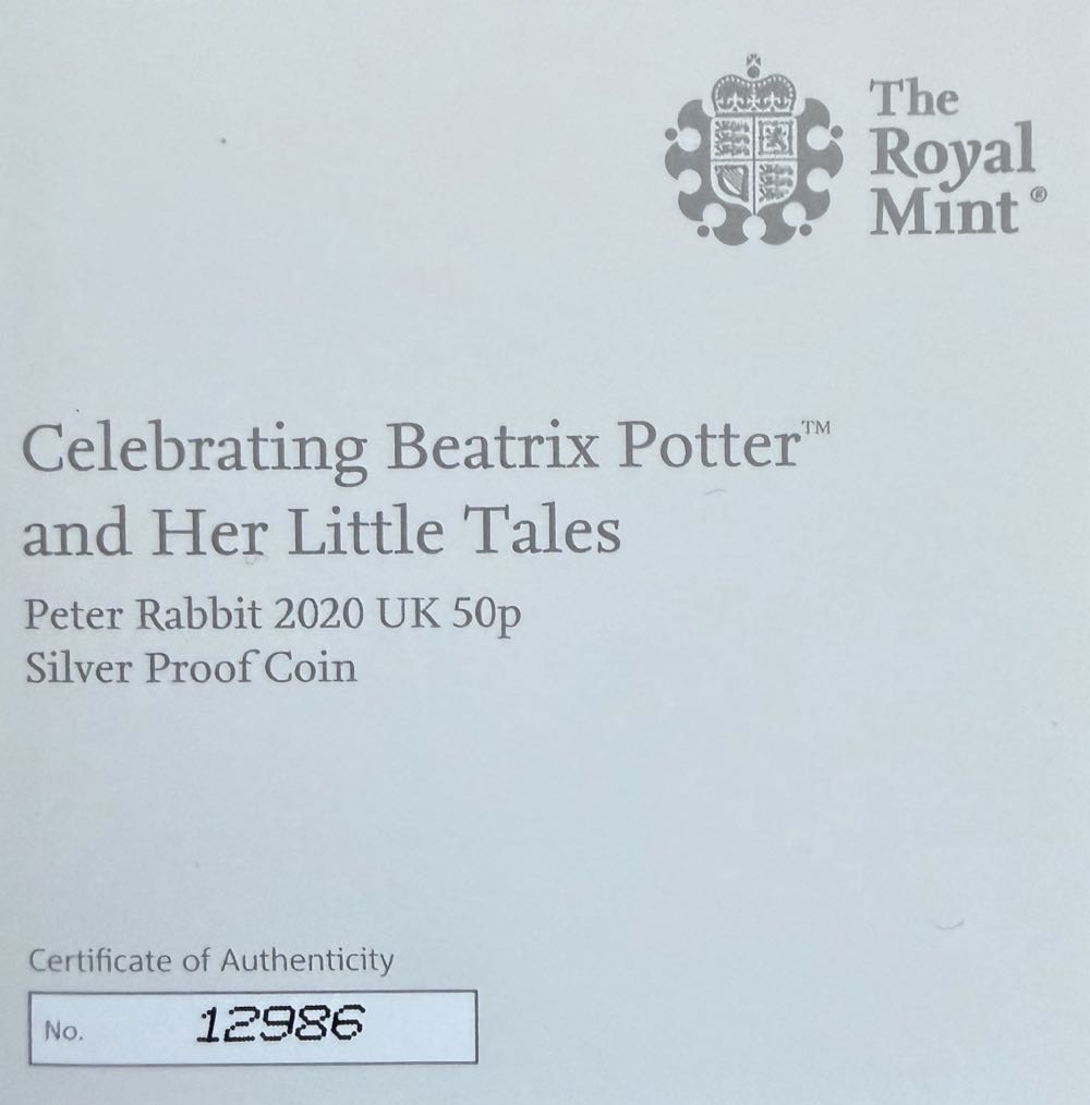 2020 Peter Rabbit Silver 50p  coin collectible - Main Image 4