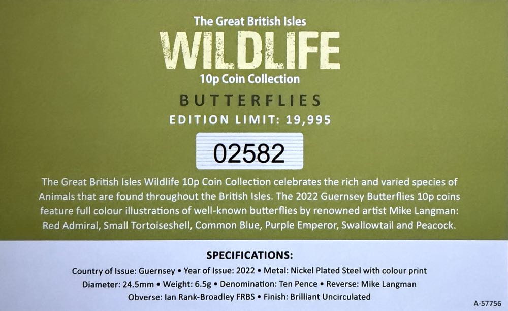 2022 Wildlife Small Tortoiseshell 10p  coin collectible - Main Image 4