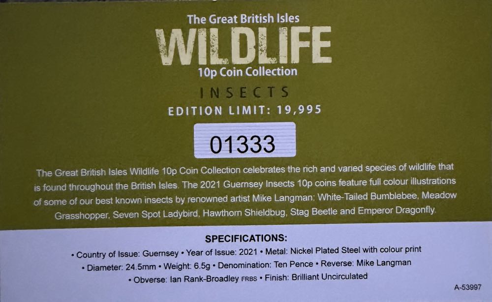 2021 Wildlife Hawthorn Shieldbug 10p  coin collectible - Main Image 4