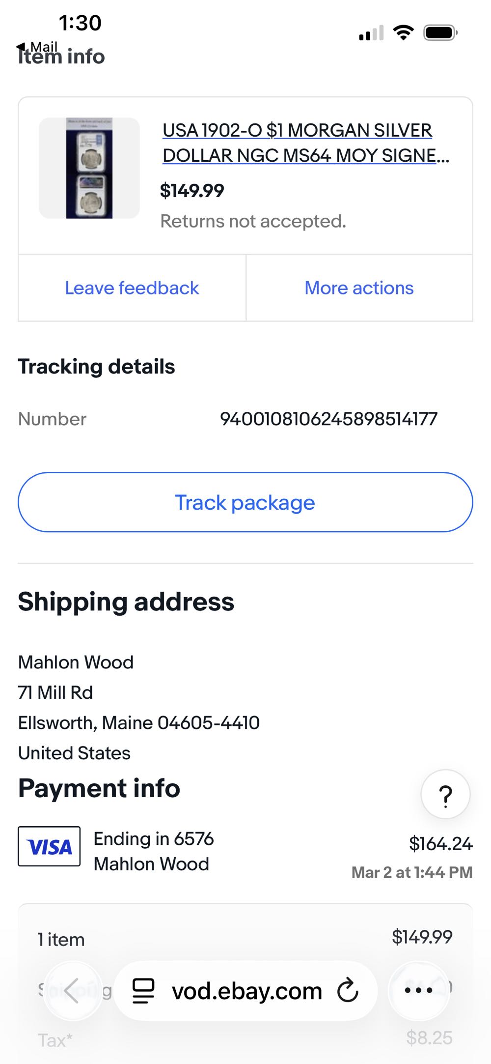 Morgan Silver Dollar 1902-O  coin collectible - Main Image 3