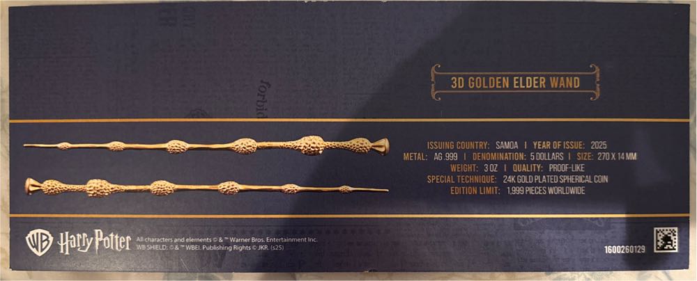 Harry Potter - 3D Golden Elder Wand  coin collectible - Main Image 3
