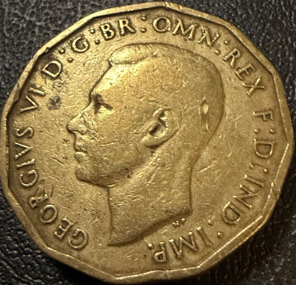 1942 George VI Three Pence  coin collectible - Main Image 2