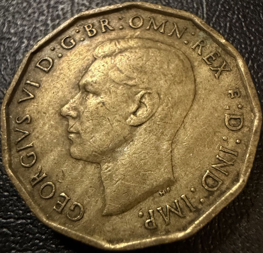 1943 George VI Three Pence  coin collectible - Main Image 2
