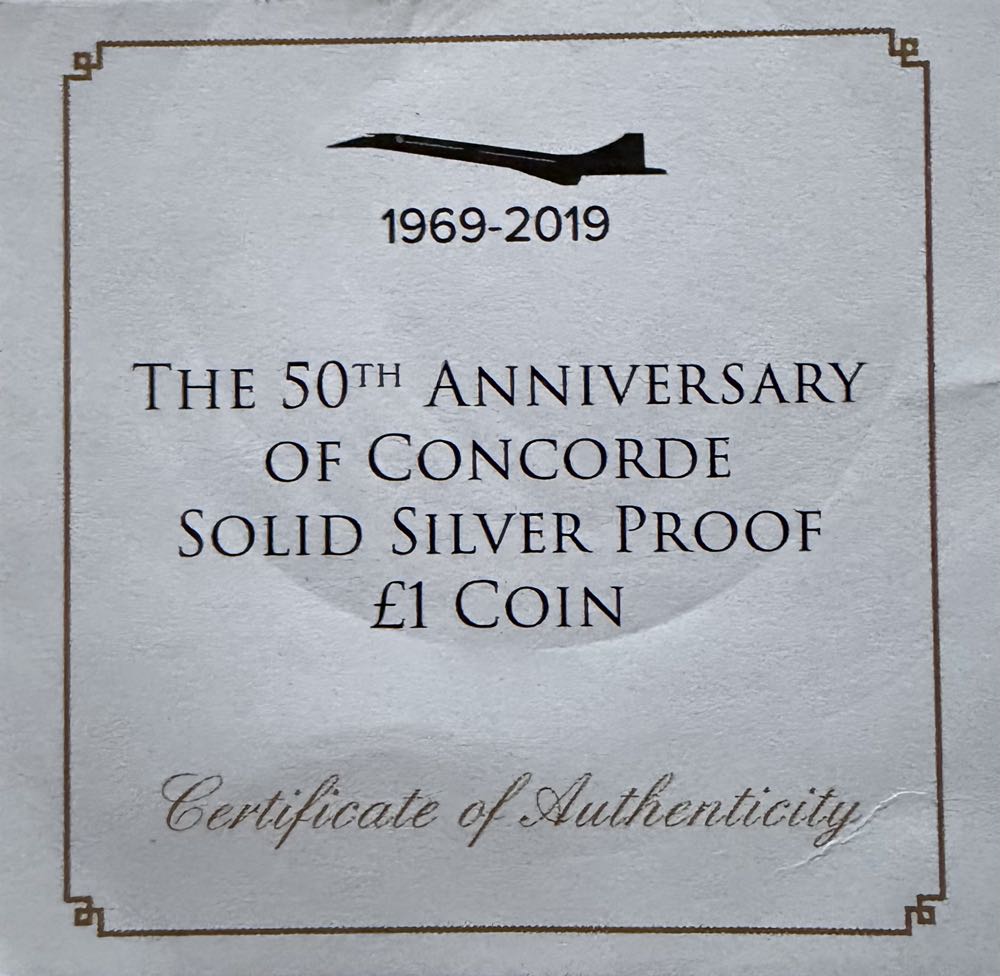 2019 Concorde’s First Flight 50th Anniv £1  coin collectible - Main Image 3