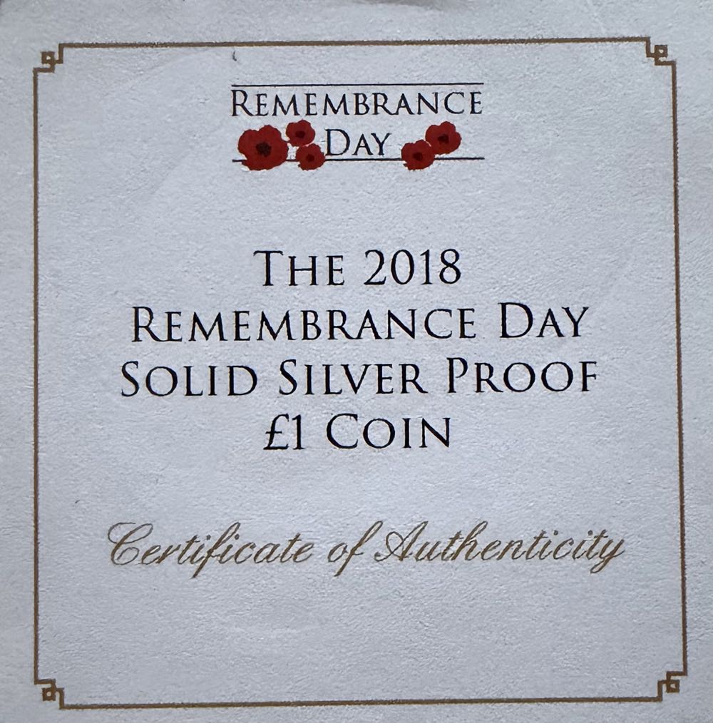 2018 Rememberance Day £1  coin collectible - Main Image 3