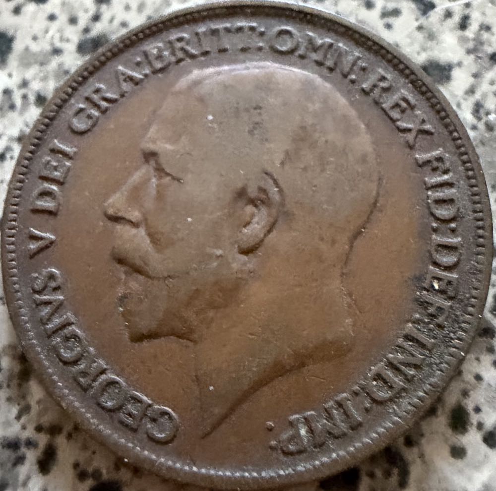 1921 George V One Penny (2)  coin collectible - Main Image 2