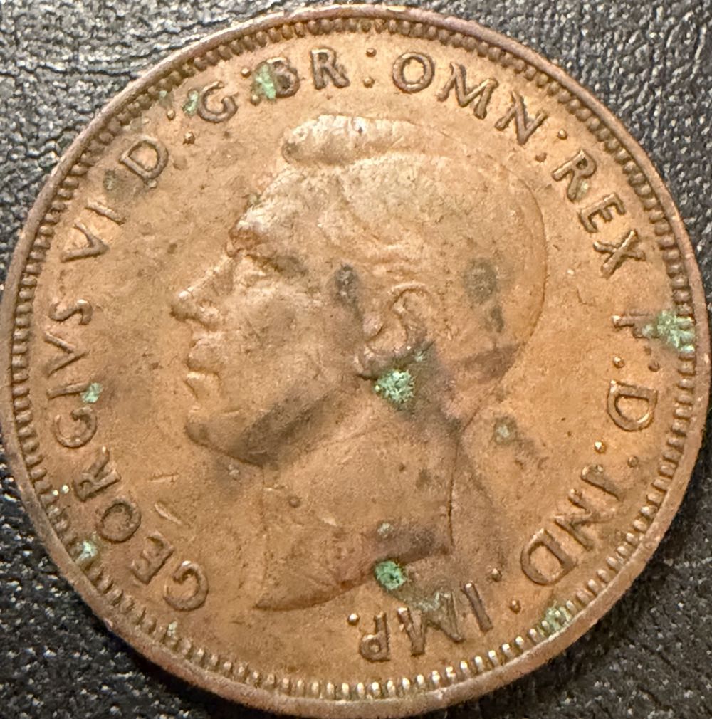 1944 George VI Half Penny  coin collectible - Main Image 2