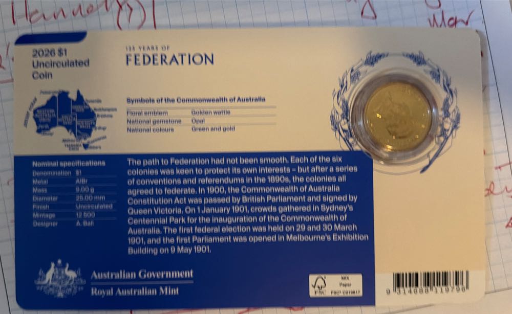 125 years Of Federation 2026 Seven-coin Collection  coin collectible [Barcode 9314688120389] - Main Image 3