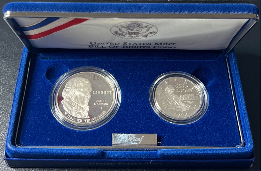 1993 S United States Mint Bill of Rights Commemorative Two Coin Proof Set  coin collectible - Main Image 2