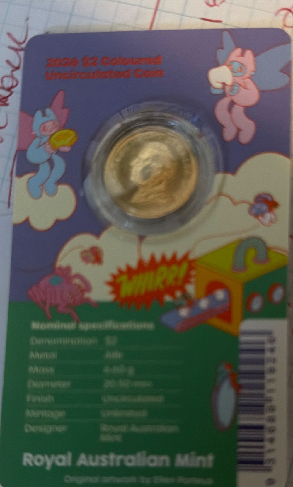Australia $2 Tooth Fairy Coloured Coin On Card  coin collectible [Barcode 9314688119246] - Main Image 2